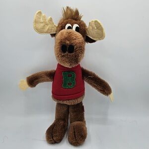 Bullwinkle Brown Plush Moose Toy with‎ Red Sweater
